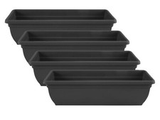 4 X Plastic Garden Trough Long Window Box Planter Flower Box Black 60cm