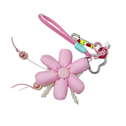 Sweet Cute Fabric Sunflower liquidation Keychain Y2K Girly Bow Floral Keyring Bag Pendant *