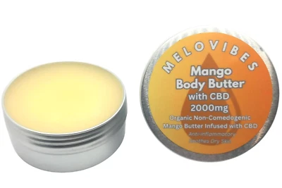 CBD Balm - Melovibes Natural High Strength Skin Mango Butter Rub 2000mg CBD 50ml