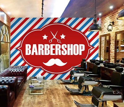 3D Trend Barber Shop A4252 Business Wallpaper Wall Murals Self-adhesive Commerce