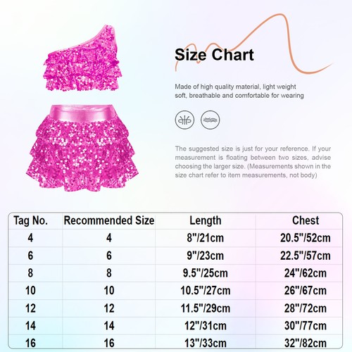 Kids Girls Dance Outfit Tiered Ruffles Sleeveless One Shoulder Vest Costume - Picture 15 of 85