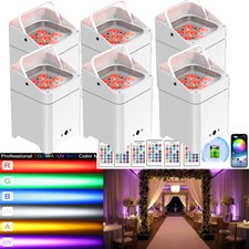 6X18W RGBWA UV Wireless Stage Par Light Battery Uplights Wedding Party DJ Lights