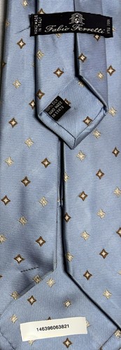 FABIO FERRETTI ALL SILK ITALIAN MADE SEVEN FOLD PALE BLUE JACQUARD NECKTIE - Picture 2 of 4
