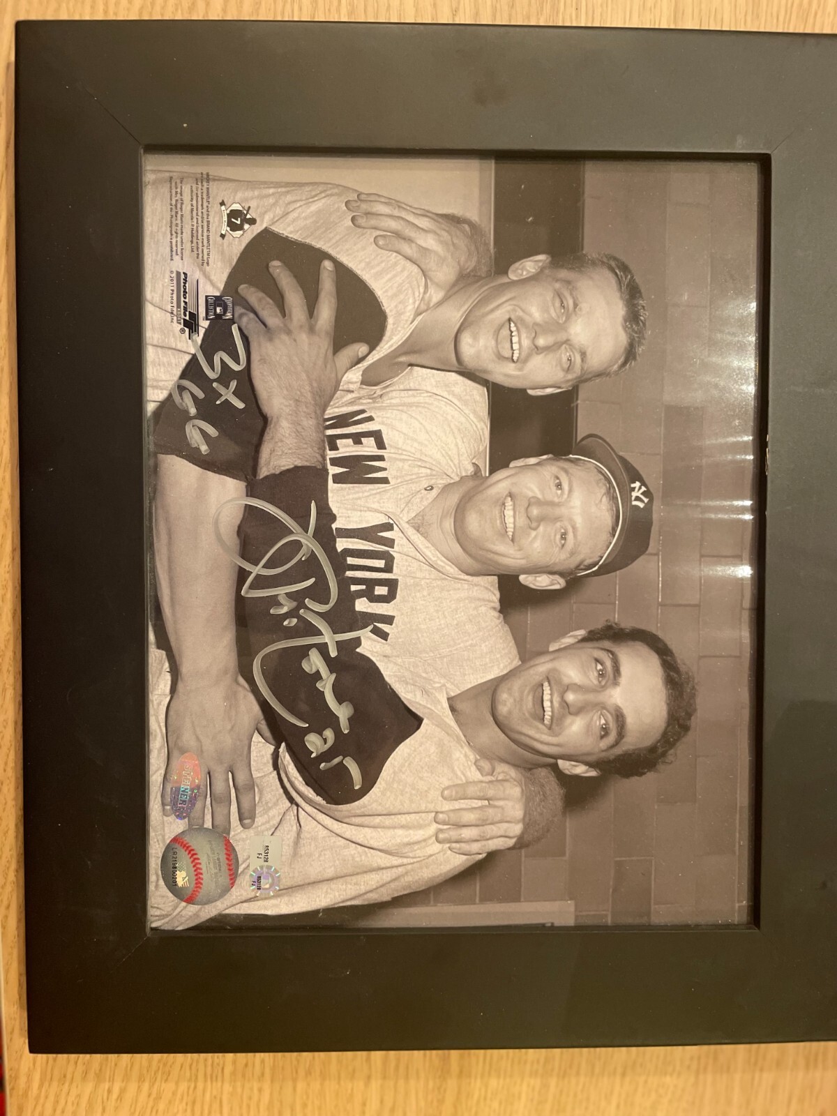 Joe Pepitone Autographed Signed New York Yankees Framed Photo With Mickey Mantle and Roger Maris | "3x GG" 