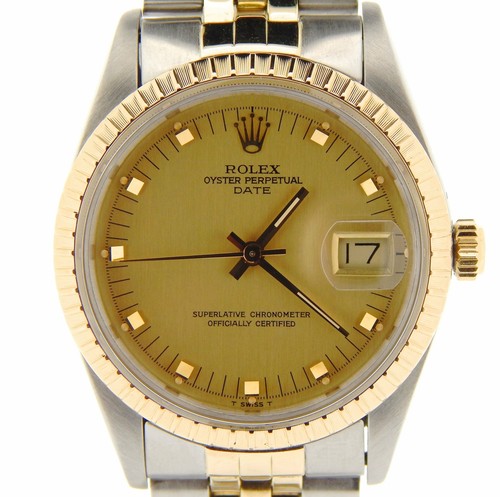 Rolex Date 15053 Mens 2Tone Stainless 