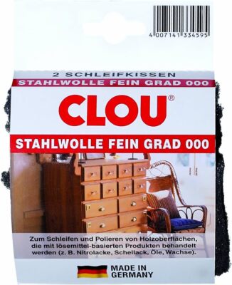 Stahlwolle Fein Grad 000 schleifen und polieren von Holz 2 Schleifkissen Clou