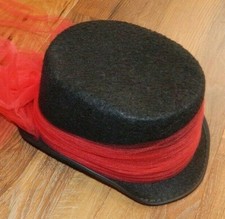  COMPETITION DANCE BLACK HAT WITH RED TULLE BOW--EXCELLENT-- 1