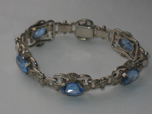 JUGENDSTIL 800er Silber ARMBAND 5 x AQUAMARIN SUPER HANDARBEIT 1900 SUPER - Bild 4 von 7