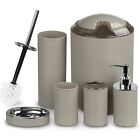 Bathroom Accessories Set 6Piece Bath Ensemble Decorative Countertop Beige Thread