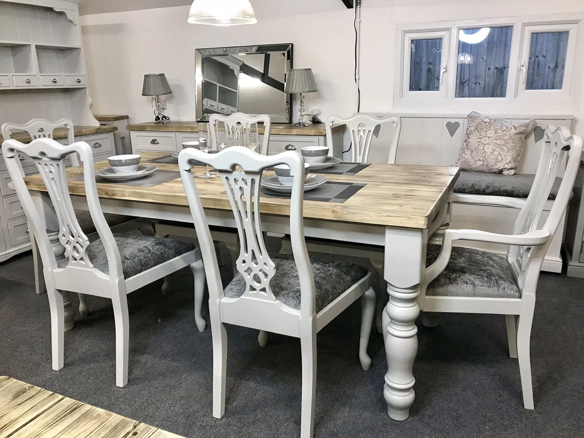Distressed look dining table deals