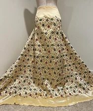 Gold Green Blue Red Embroidery Dupioni Fabrics 48” Width Sold By The Yard