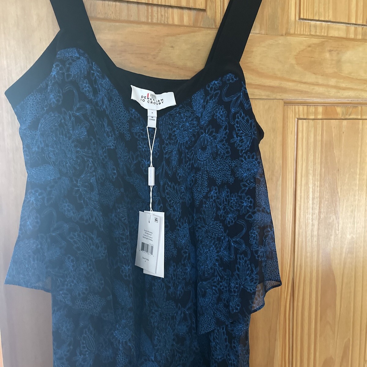 Derek Lam 10 Crosby Blue Floral Silk Ruffle Sleeveless Womens Size 4 Party  Midi | eBay