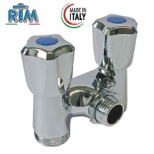 DOPPIO RUBINETTO PER LAVATRICE E LAVASTOVIGLIE 1/2" X 3/4" DOPPIA VALVOLA INDIP.