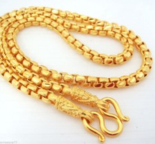 Collar de cadena de oro de 5 mm enchapado en oro amarillo de 23K 24K baht tailandés joyas mujeres hombres