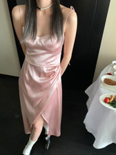 Evening Party Stain Dress Women Pure Color Black Strap Midi Dress Female 2023 