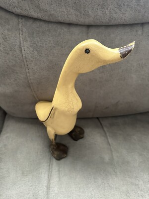 Vintage Hand Carved Artisan Wood Standing Duck