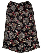 Vintage Y2K Notations Women's Midi Skirt Floral Print Elastic Waist Back Slit XL