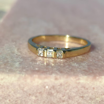 1.50 CT Emerald Cut Simulated Diamond Women Promise Ring 14K Yellow Gold Plated