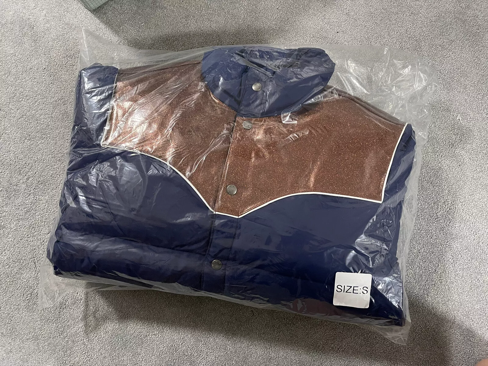 Veste tampon marine neuve FW22 Supreme Glitter Yoke Down taille S