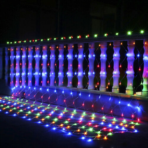 Solar LED Mesh Net Curtain Light String Fairy Wedding Party Garden Outdoor Xmas - Picture 6 of 16