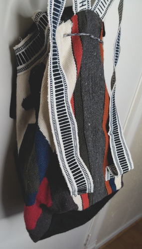 Peruvian Andean Fabric Wool Woven Blanket Pockets Lined Bag Backpack Rucksack - Picture 15 of 15