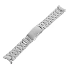 22MM Solid Links Bracelet Watch Band Strap Curved End with 4PCS Watch Spring Bar