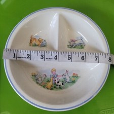 Beautiful Vintage Porcelain Divided Baby Dish Little Boy Blue