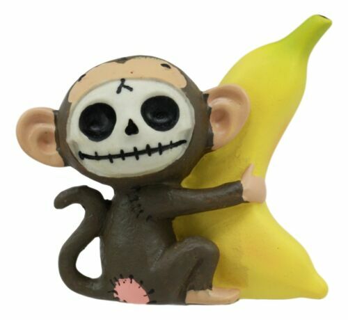 Pelzknochen Munky Affe liebt Banane Voodoo Skelett Figur 3" große pelzige Knochen - Bild 2 von 7