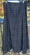 Vtg Woolworths Pleated Plaid Long Skirt Women Window Pane Preppy Schoolgirl