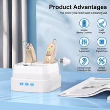 1 Pair of Digital Hearing Aid Severe Loss Rechargeable Invisible BTE Ear Aids