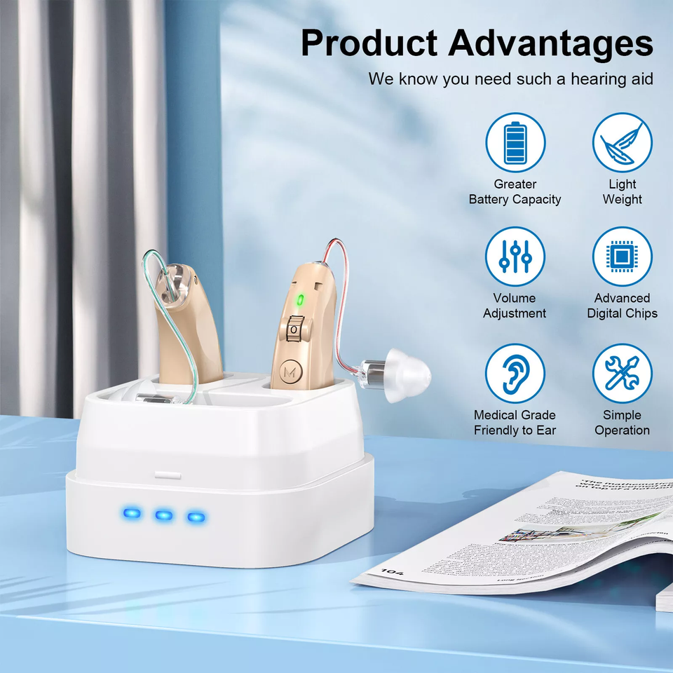 1 Pair of Digital Hearing Aid Severe Loss Rechargeable Invisible Ear