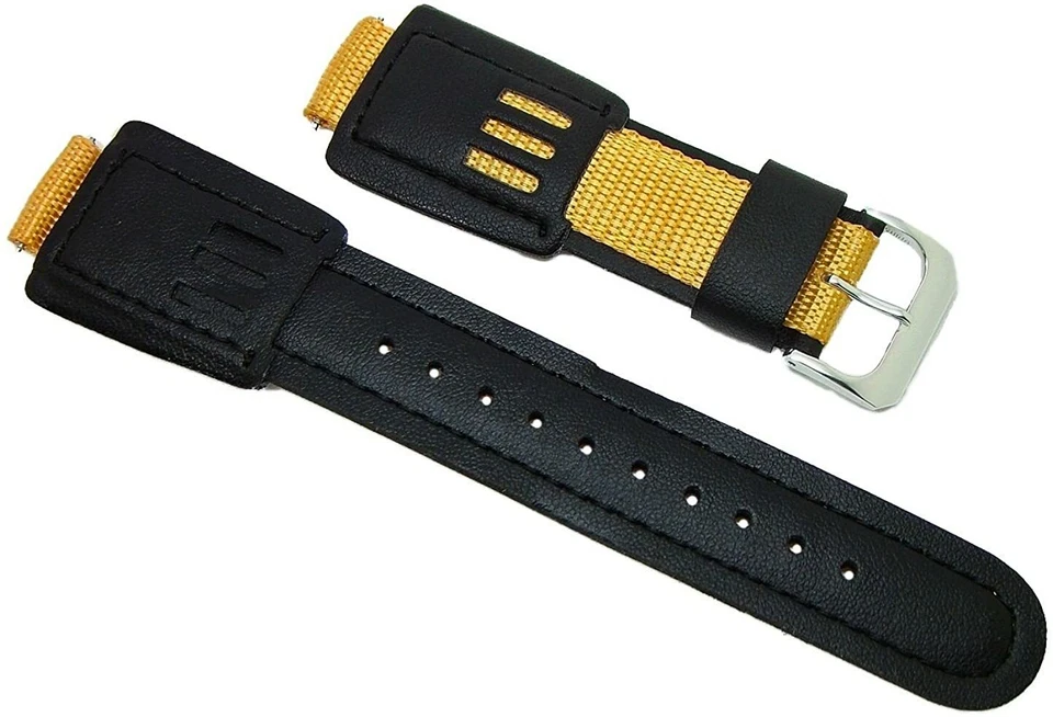 Correa de reloj Speidel de cuero de nailon amarillo y negro de 16 mm a 17 mm Foto 2 de 3