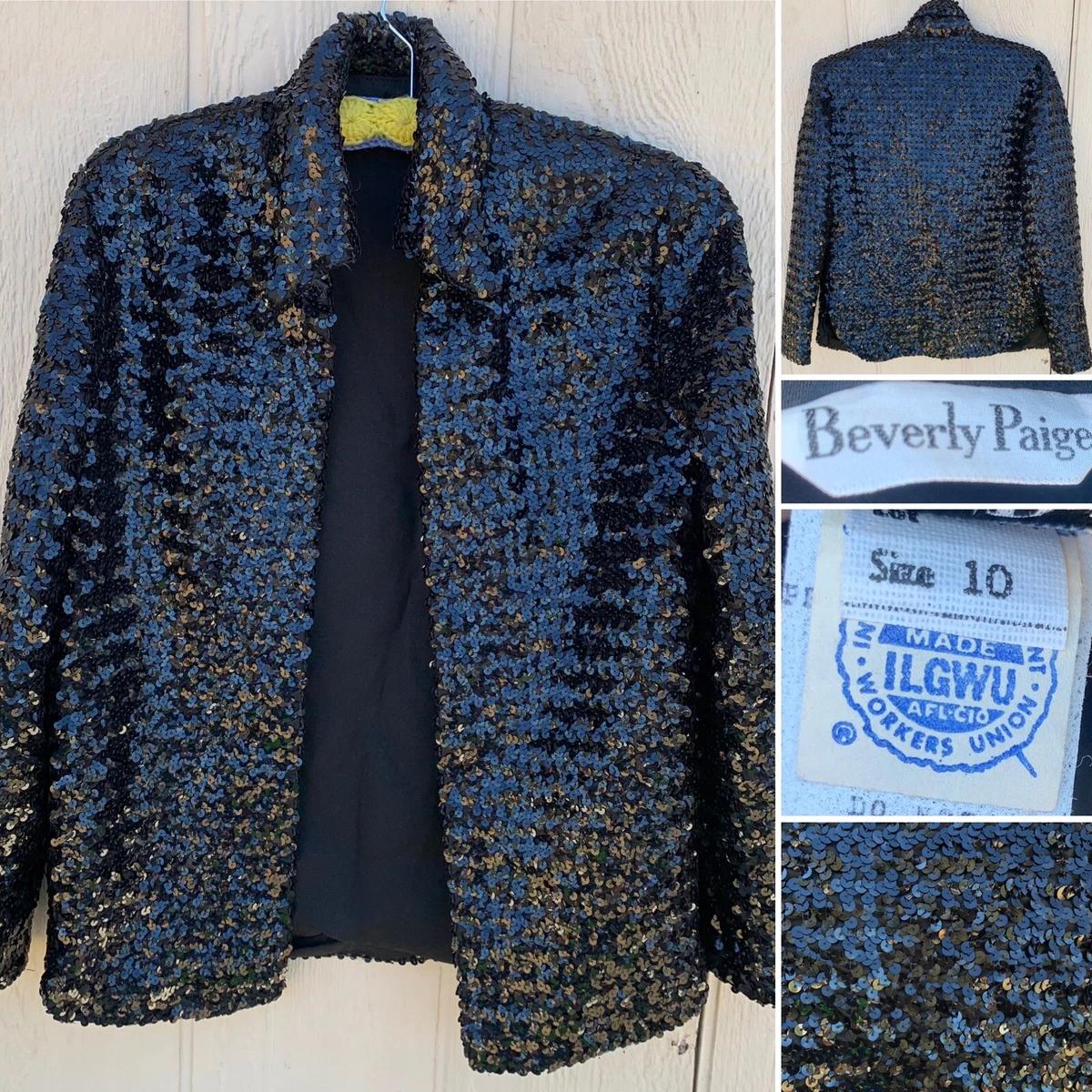Vintage Beverly Paige sequin jacket open fromt shirt style union made size  10 | eBay