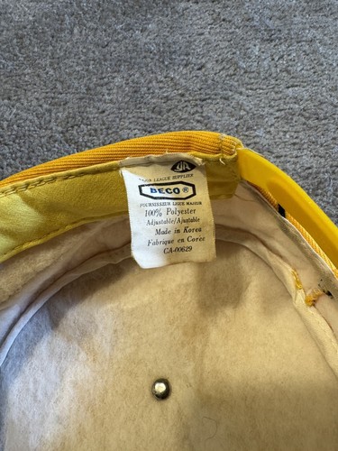 Vintage Beco Baseball Hat Cap Pillbox Hat Mens Snapback Yellow Black Pirates - Picture 6 of 8