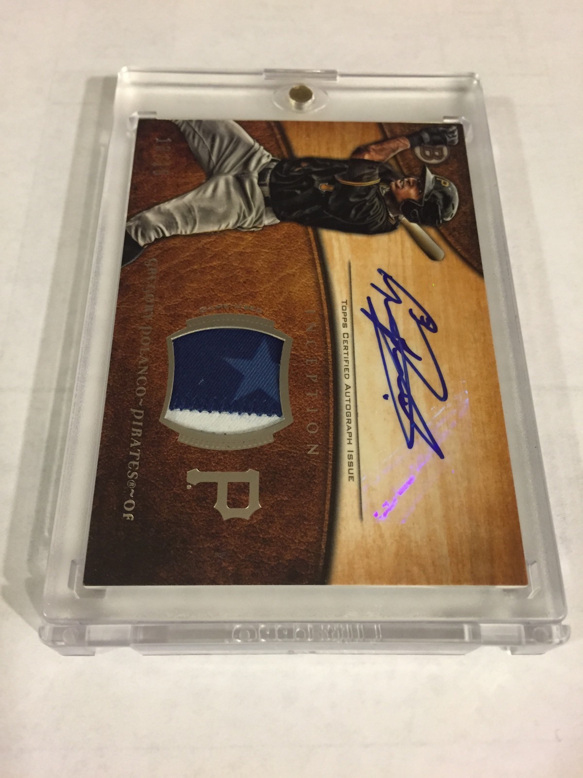 2014 BOWMAN INCEPTION ORANGE 3 CLR STAR LOGO PATCH GREGORY POLANCO AUTO RC /15