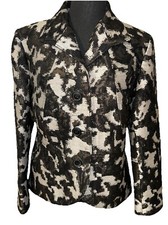 Lafayette 148 - Black Grey Animal Print Wool Blend Jacket Blazer Sz 12