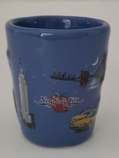 Blue New York City Raised Landmarks Relief Short Shot Glass