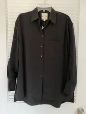 Dubgee by Whoopi Black Button Sleeve Blouse Blouse Overside size M  bust 48 NEW