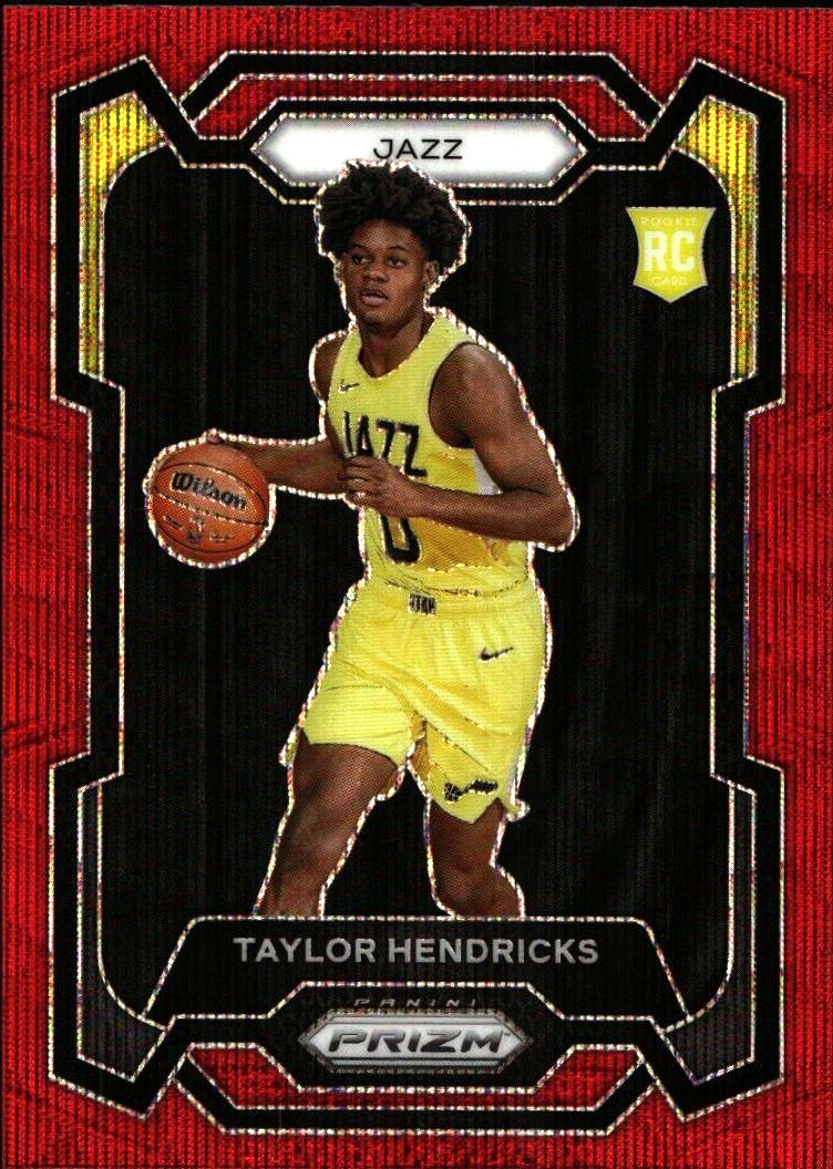 2023-24 Panini Prizm #161 Taylor Hendricks Prizms Ruby Wave Utah Jazz