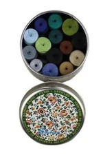 Maison Sajou 14 sewing thread cocoons Dark tones with Sajou metal tin case