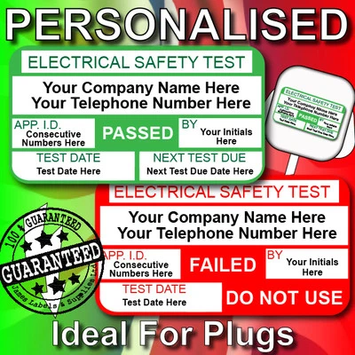 JAMES LABELS PAT Test PERSONALISED Labels / Stickers Pat Test Labels 520 PASSED & 65 FAILED
