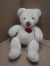 Russ Berrie Heartstrings Teddy Bear No. 4484, White and Red, 1998 11 in.