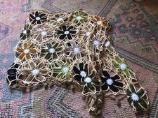 Handmade Crochet Poncho Hippie Granny Floral 60s Festival