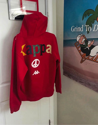 Kappa Men s L Red Pullover Hoodie Logo Graphic Print Kangaroo Pocket Drawstring