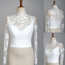 Wedding Dress Topper Jacket For Bridal Lace Sticker Long Sleeve Bridal Jacket