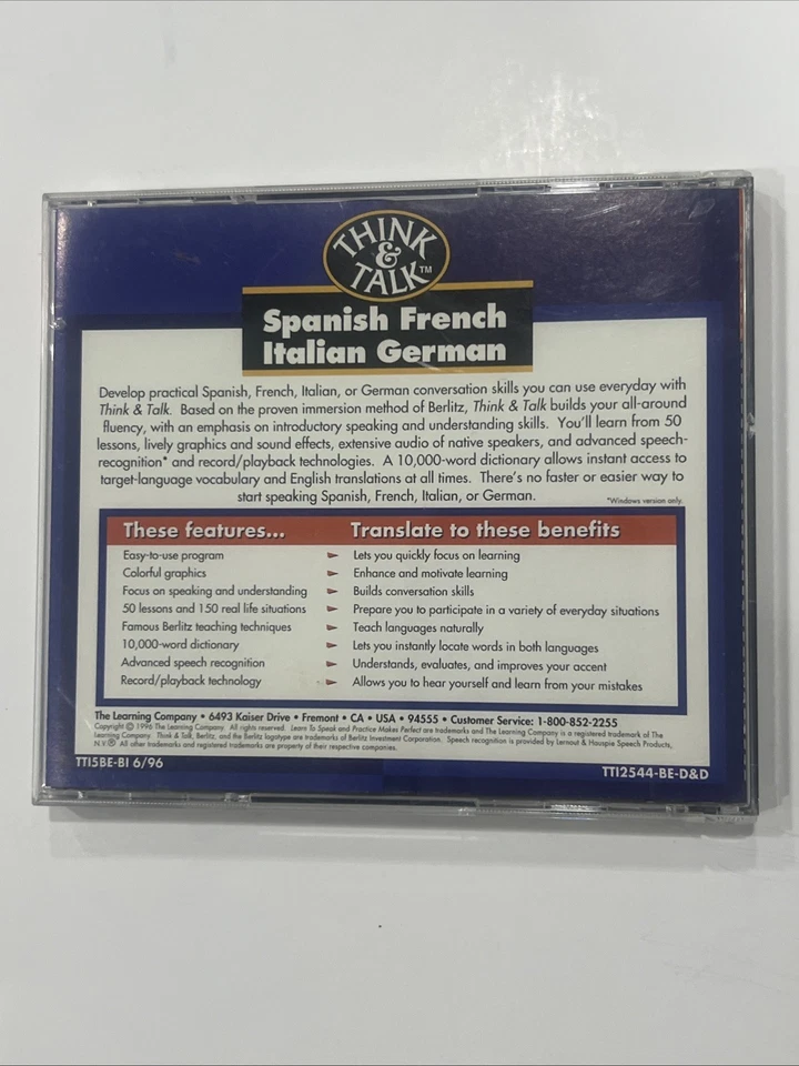 The Learning Company Berlitz Think & Talk Italian Version 2.0 Win Mac CD-ROM - Image 2 of 4
