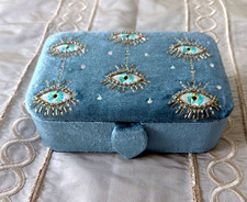 Blue Velvet Evil Eye Ring Jewelry Box