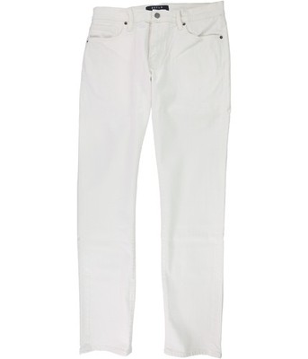 DSTLD Mens Solid Tapered Slim Jeans, white, 40W x 32L
