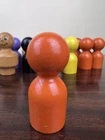 VTG Wooden Peg Dolls People Lot of 33 Bright Primary Colors Not a Set 2.25"