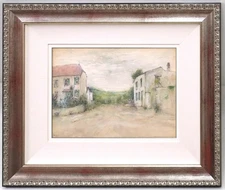 Bernard Gantner “Chemin du Village” 2002 Original Watercolor on Paper, Signed